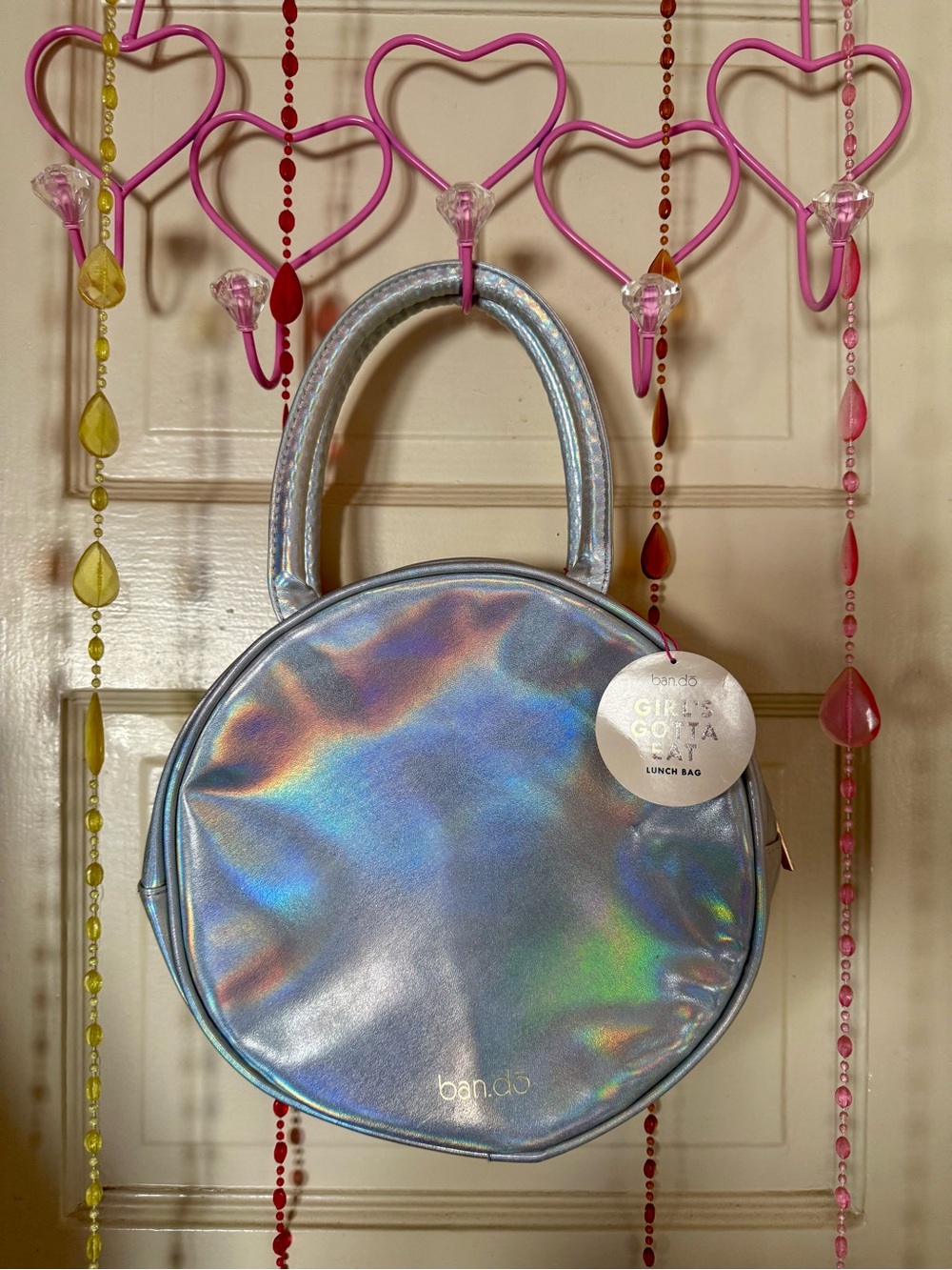 ban.do Girl’s Gotta Eat Iridescent Insulated Lunch Bag Holographic NWT